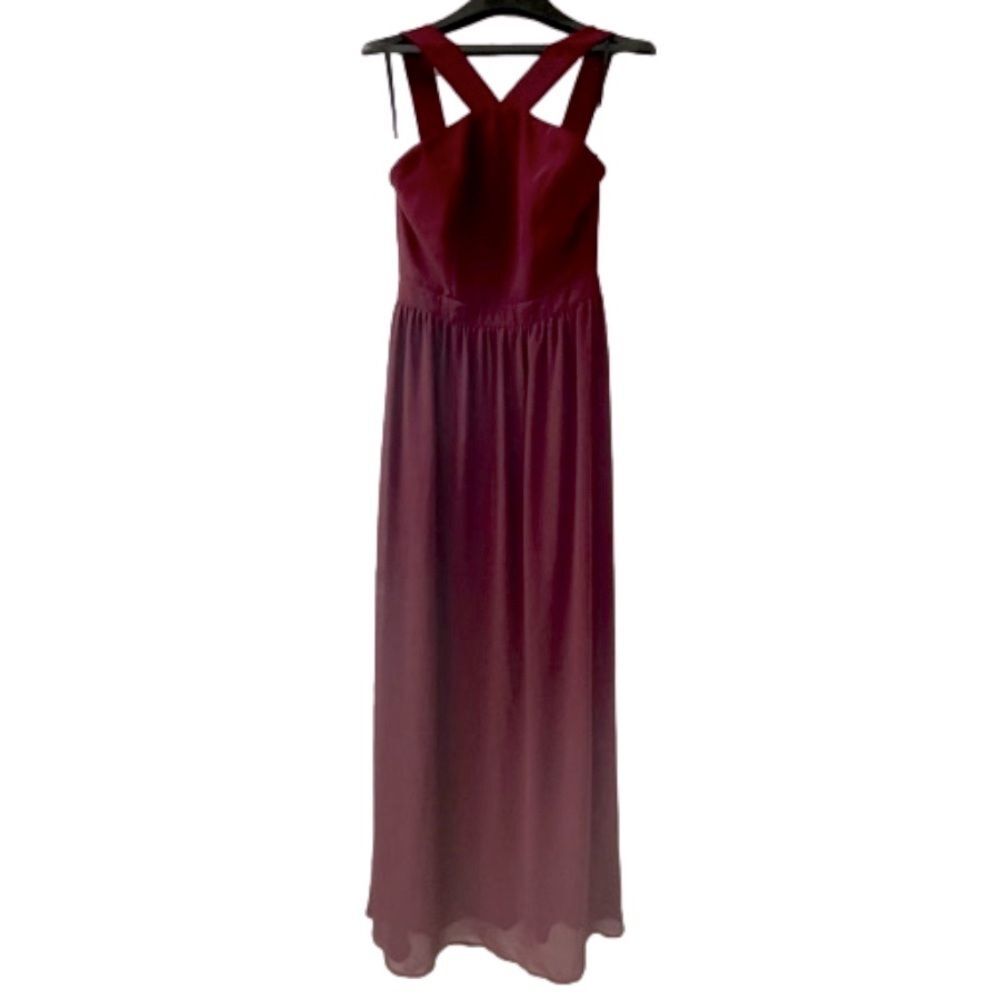 Lulus Bridesmaid Dress A lot of Romance Long Halter Burgundy Women’s Size M